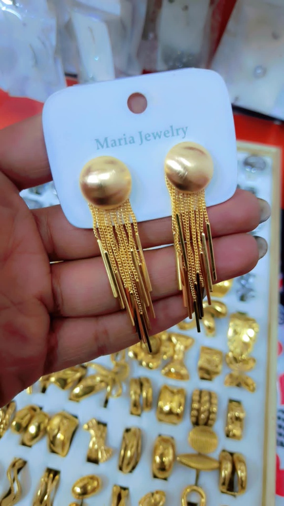 34951 حلق لوكس ماركة ماريا عمود ستانلس عيار 316 بيور بريمه جولد شريهان سلاسل طلاء ريل جولد