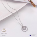 80667  كوليه ماركة اشون سلسة ستانلس عيار 316 سلفر حلقة  فصوص مايكرو زيركون