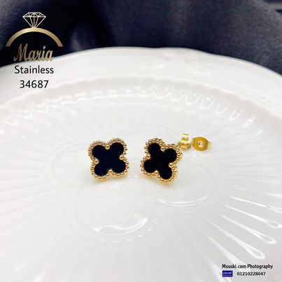 34687  حلق ستنالس جولد بريمة عيار 316 فانكليف صدف اسود