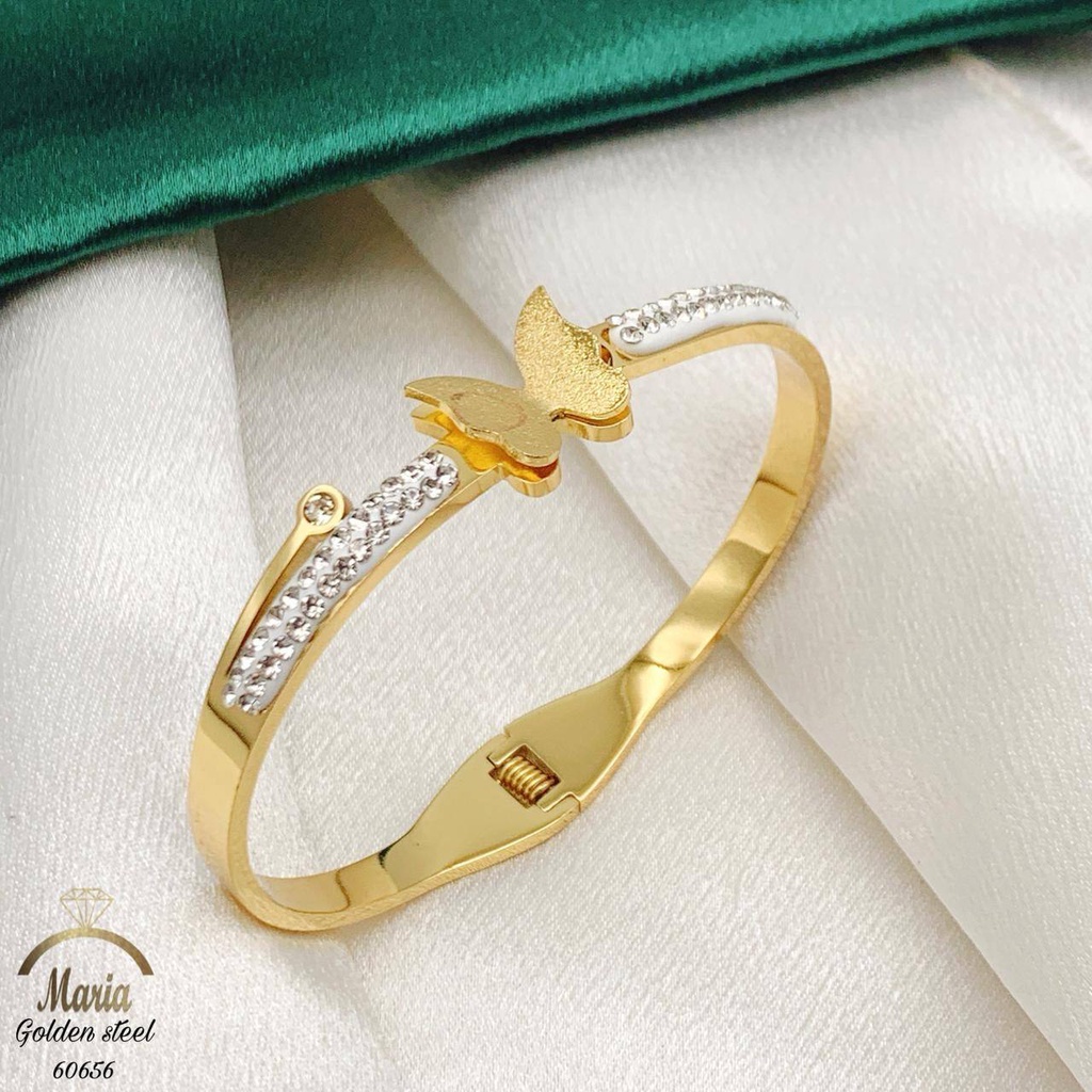 60656   اسورة ستانلس عيار 316 جولد فراشة فصوص كريستال