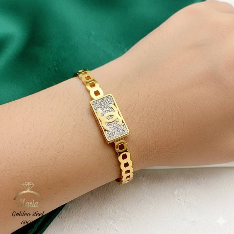 60661   اسورة ستانلس عيار 316 جولد شانل فصوص كريستال