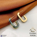 32826 حلق لوكس ماركة ماريا عمود فضه بريمه جولد سيراميك اخضر